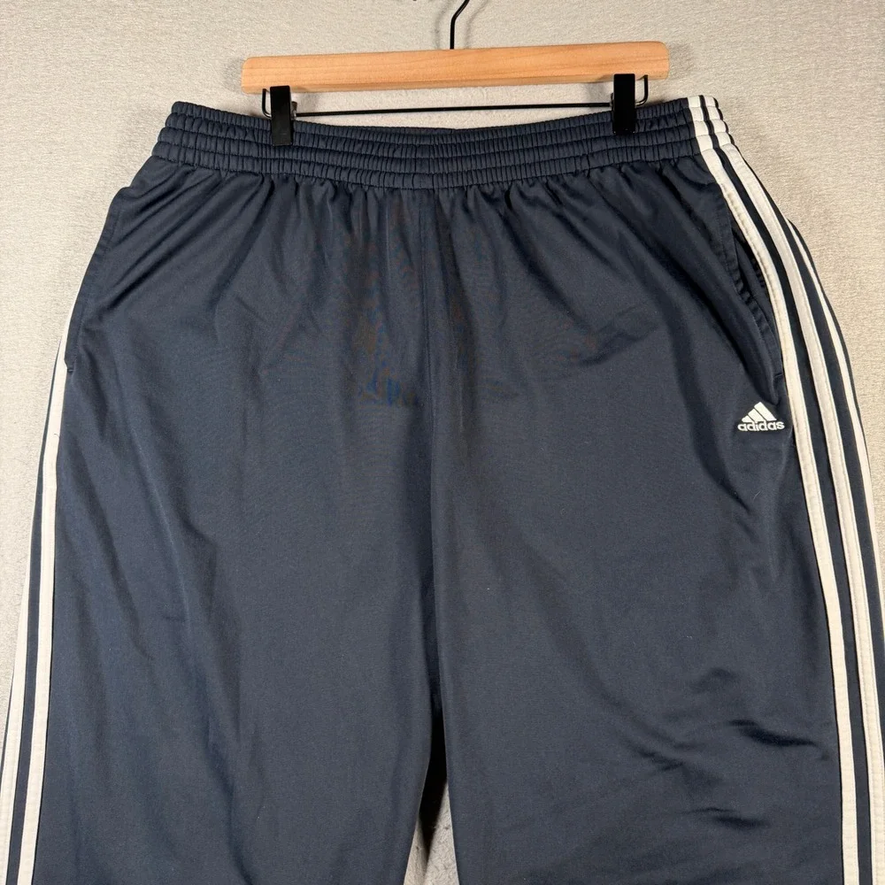 Vintage Adidas Men Blue Track Pants Athletic‎ Side Stripe Elastic Waist 2XL